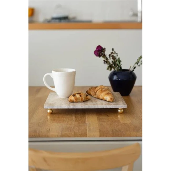 Akayev Traverten 30x20 Cm Altın Boncuk Ayaklı Sunumluk - 2