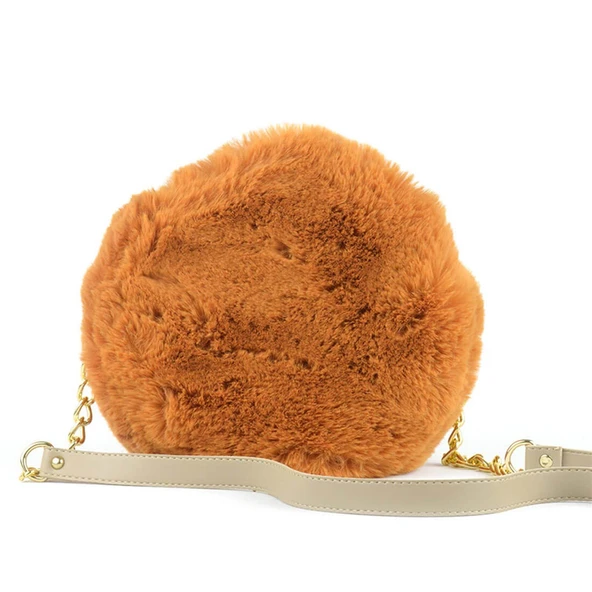 Turuncu Yuvarlak Peluş Kadın Omuz Çantası ürün görseli
