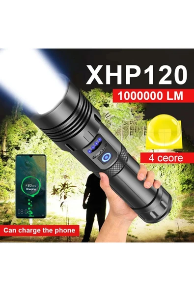 Güçlü Led El Feneri Yüksek Güç Işık Şarj Edilebilir Taktik El Feneri Kamp