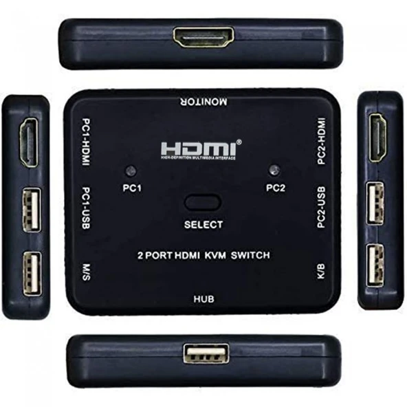 2 port Hdmı kvm switch anahtarlı  hdmı kvm switch 2 giriş 1 çıkış - 3
