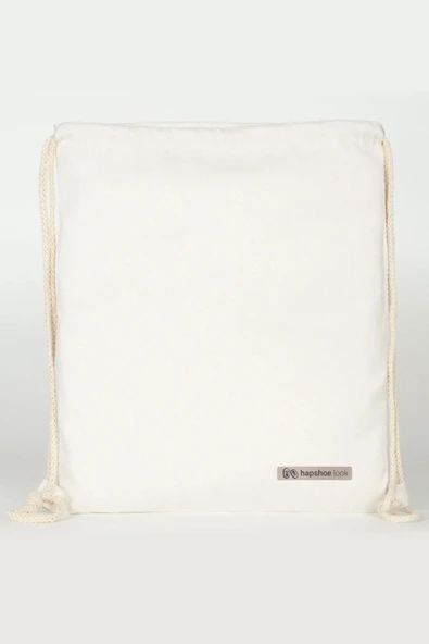 Hapshoe Look Krem 35x40 cm Unisex Ham Bez Büzgülü Ayakkabı Terlik Çantası - 3