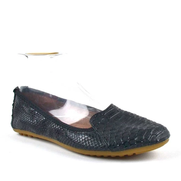 Siyah Croc Desenli Katlanabilir Kadın Babet - Resim 2