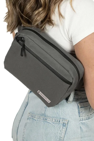 Rakerplus Gri Unisex Minimal 21x15x5 cm Bel ve Göğüs Çantası - Resim 7