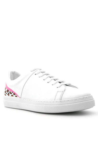 Rakerplus Tbons Özel Tasarım Beyaz Hakiki Deri Kadın Bağcıklı Sneaker Ayakkabı - Resim 2