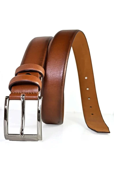 Kahverengi Hakiki Deri 4 cm Casual Erkek Kemer - Resim 2