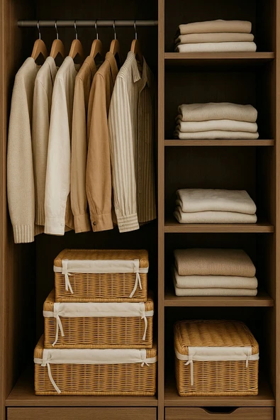 3’lü Lüks Rattan Görünümlü Sepet Seti – Keten Astar, Kapaklı Hasır Saklama Kutusu, Dekoratif Düzenleyici - 5