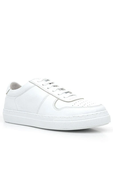 Hakiki Deri Beyaz Günlük Kadın Sneaker Ayakkabı ürün görseli
