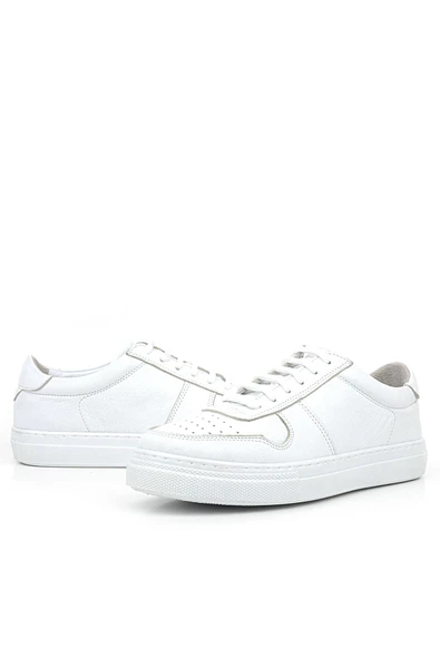 Hakiki Deri Beyaz Günlük Kadın Sneaker Ayakkabı - Resim 6