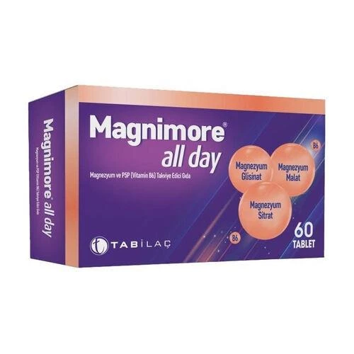 Magnimore All Day Magnezyum ve P5P (Vitamin B6) Takviye Edici Gıda 60 Tablet ürün görseli 1