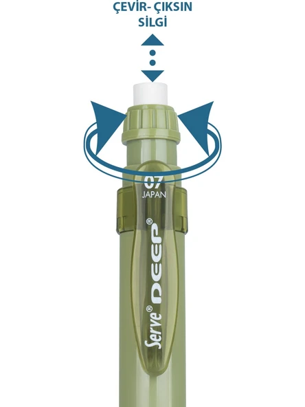Serve Deep Toprak Tonları Yeşil Mekanik Uçlu Kalem 0.7 mm 9007 - Resim 2