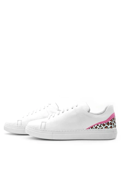 Rakerplus Tbons Özel Tasarım Beyaz Hakiki Deri Kadın Bağcıklı Sneaker Ayakkabı - Resim 6