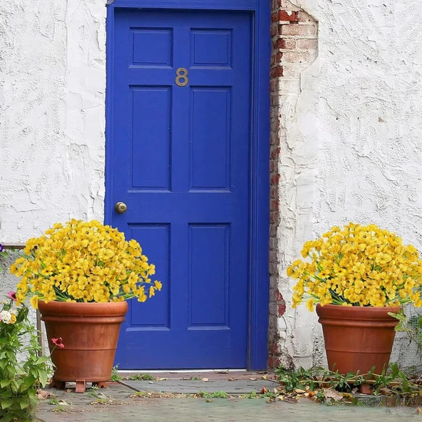 Nettenevime 12li Set Yapay Çiçek Sazlı Mine Sarı Renk 5 Dallı 33cm - Resim 3