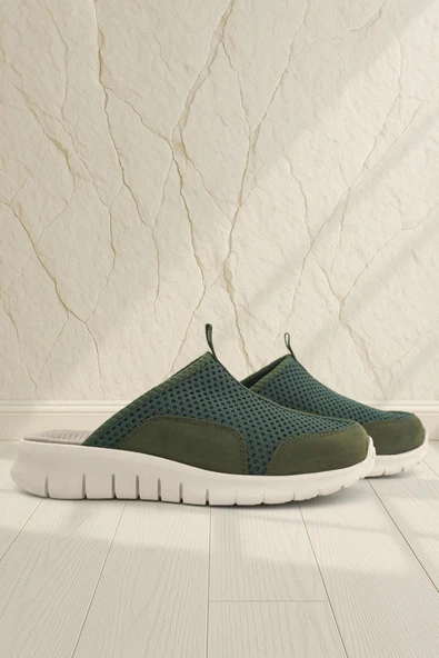 Heep Medikal Haki Yeşil Krem Tabanlı Comfort Spor Terlik ürün görseli