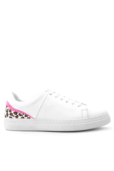 Rakerplus Tbons Özel Tasarım Beyaz Hakiki Deri Kadın Bağcıklı Sneaker Ayakkabı - Resim 3