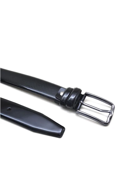 Siyah Rugan 3,5 cm Erkek Kemer - Resim 3