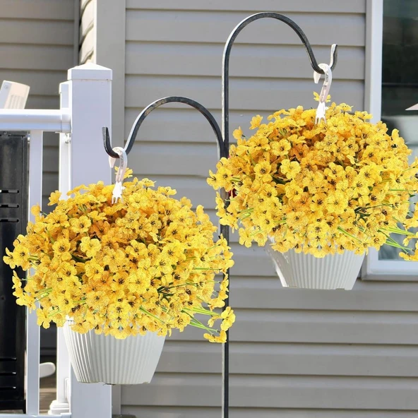 Nettenevime 12li Set Yapay Çiçek Sazlı Mine Sarı Renk 5 Dallı 33cm - Resim 8