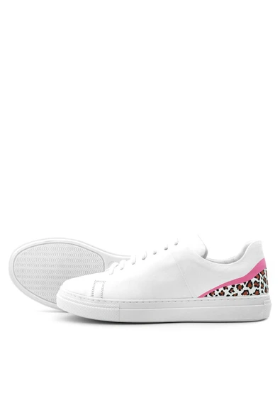 Rakerplus Tbons Özel Tasarım Beyaz Hakiki Deri Kadın Bağcıklı Sneaker Ayakkabı - Resim 7