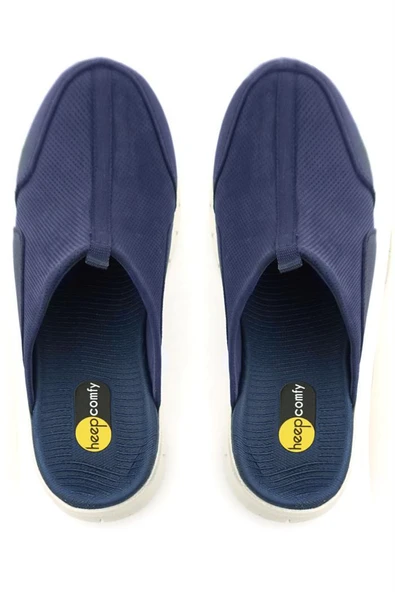 Heep Medikal Hakiki Deri Koyu Lacivert Krem Tabanlı Comfort Spor Terlik - 10