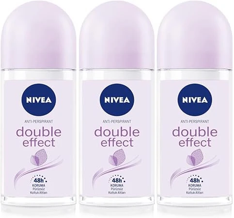 NIVEA Kadın Roll-on Deodorant Double Effect 50ml, Ter Kokusuna Karşı 48 Saat Koruma, X3 Adet P10848 ürün görseli