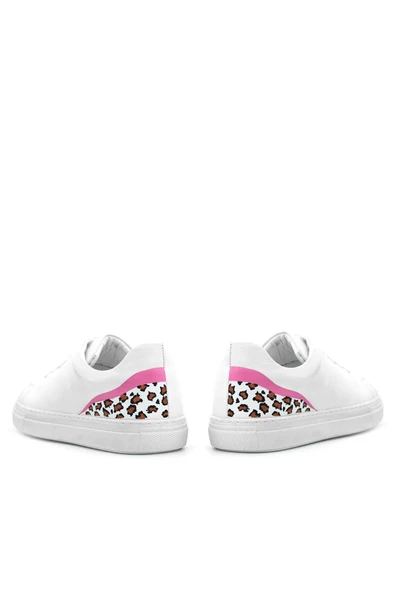 Rakerplus Tbons Özel Tasarım Beyaz Hakiki Deri Kadın Bağcıklı Sneaker Ayakkabı - Resim 9