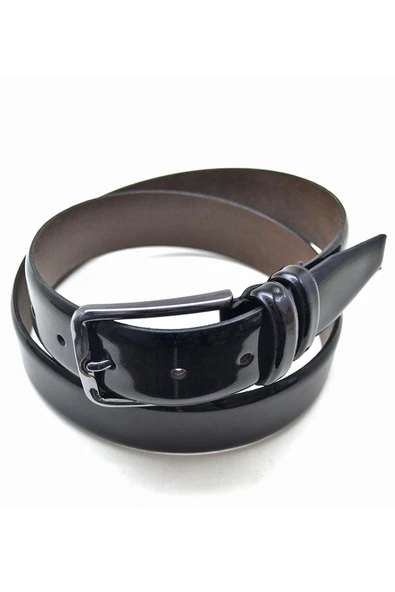 Siyah Rugan 3,5 cm Erkek Kemer - Resim 2