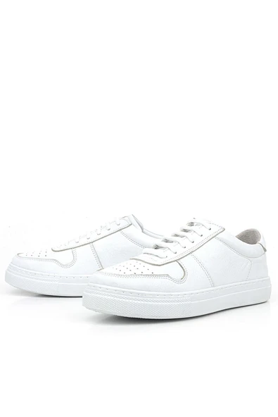 Hakiki Deri Beyaz Günlük Kadın Sneaker Ayakkabı - Resim 4
