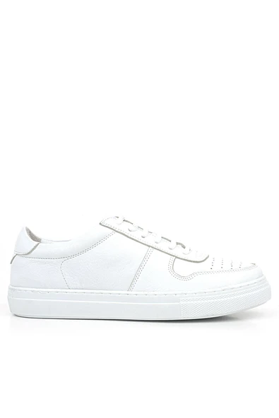 Hakiki Deri Beyaz Günlük Kadın Sneaker Ayakkabı - Resim 2