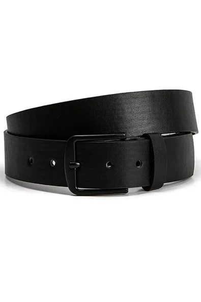 Hakiki Deri Siyah Casual Erkek Kemeri - Resim 3
