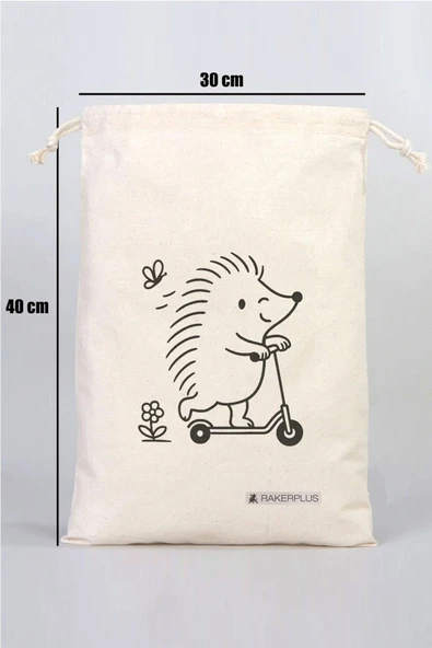 Rakerplus Tbons Özel Tasarım 30x40 cm Ham Bez Büzgülü Ayakkabı Torbası - 2