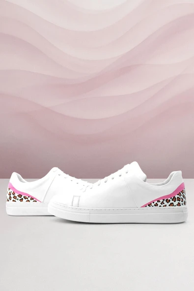 Rakerplus Tbons Özel Tasarım Beyaz Hakiki Deri Kadın Bağcıklı Sneaker Ayakkabı ürün görseli