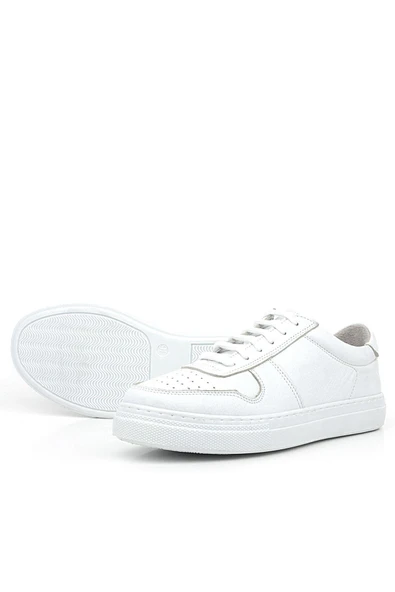 Hakiki Deri Beyaz Günlük Kadın Sneaker Ayakkabı - Resim 5