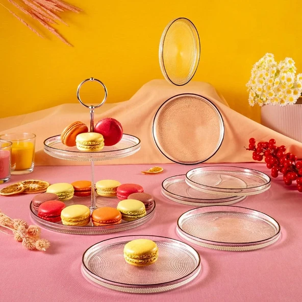 Fecra Loren 7 Parça Servis ve Sunum Seti Siyah Fileli