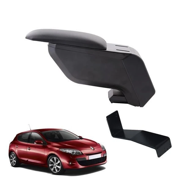 Renault Megane 3 HB 2010 Delmesiz Çelik Ayaklı Siyah Kolçak Kol Dayama ürün görseli