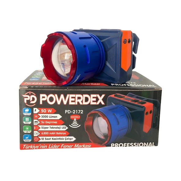 Kafa Lambası 3000 Lümen 50w Dijital Göstergeli Kafa Feneri Açma Kapama Sensörlü ürün görseli