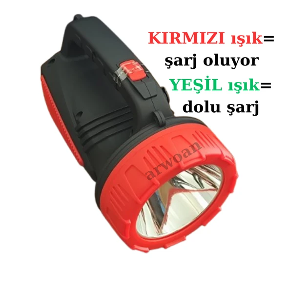 Şarjlı LED Projektör El Feneri | 50 Saat Kısa Kademe - 15 Saat Uzun Kademe | Kamp, Balıkçılık, Acil Durum - 4