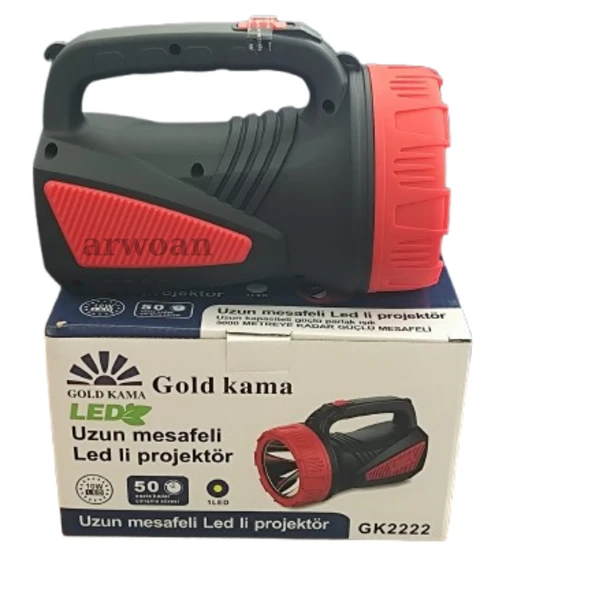 Şarjlı LED Projektör El Feneri | 50 Saat Kısa Kademe - 15 Saat Uzun Kademe | Kamp, Balıkçılık, Acil Durum - 6