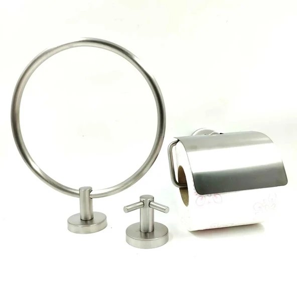 Dekor Banyo 3'lü Set Krom F 500 Set Havluluk Kağıtlık İkili Askı - 1