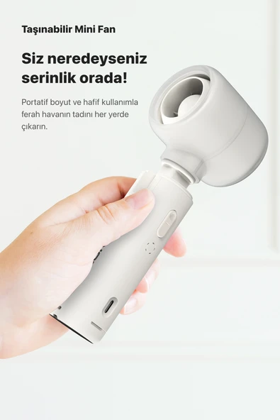 Xenon Smart Taşınabilir Şarjlı 5 Kademeli El Fanı 7 Saat Kullanım 14000 RPM Sessiz Mini Vantilatör Beyaz X6101 - 6