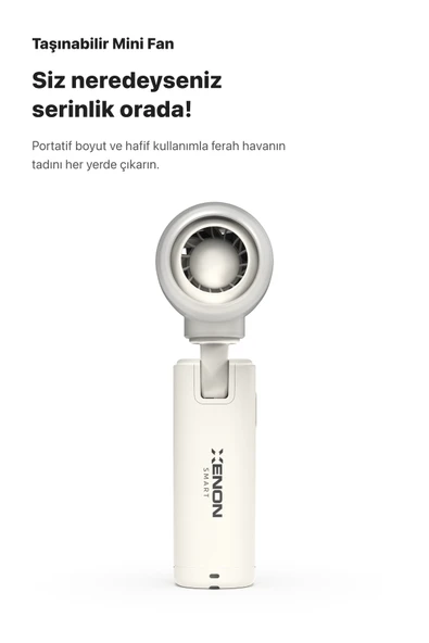Xenon Smart Taşınabilir Şarjlı 5 Kademeli El Fanı 7 Saat Kullanım 14000 RPM Sessiz Mini Vantilatör Beyaz X6101 - 2