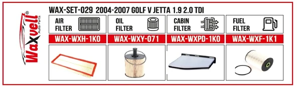 2004-2007 GOLF V JETTA 1.9 2.0 TDI  FİLTRE BAKIM SETİ