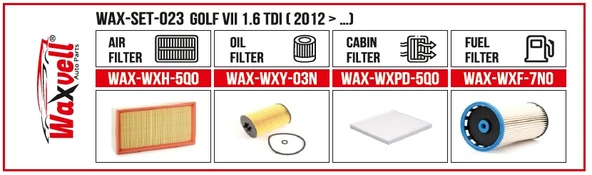 GOLF VII 1.6 TDI FİLTRE BAKIM SETİ ( 2012 > …)