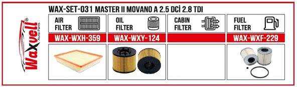 MASTER II MOVANO A 2.5 DCİ 2.8 TDI  FİLTRE BAKIM SETİ