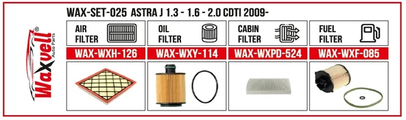 ASTRA J 1.3 - 1.6 - 2.0 CDTI FİLTRE BAKIM SETİ 2009-