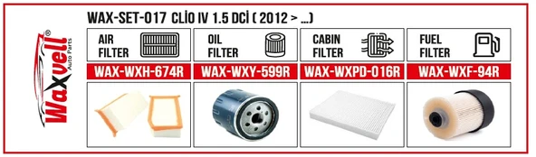 CLİO IV 1.5 DCİ FİLTRE BAKIM SETİ ( 2012 > …)