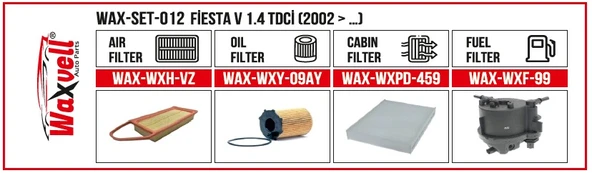 FİESTA V 1.4 TDCİ FİLTRE BAKIM SETİ (2002 > …)