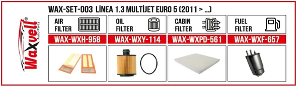 LİNEA 1.3 MULTİJET FİLTRE BAKIM SETİ Euro 5 (2011 > …)