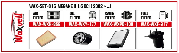MEGANE II 1.5 DCİ FİLTRE BAKIM SETİ ( 2002 > …)