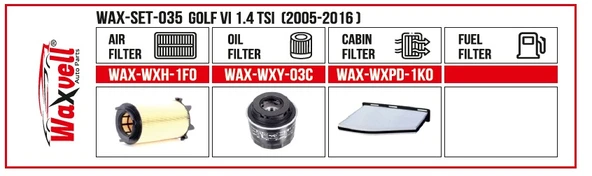 GOLF VI 1.4 TSI FİLTRE BAKIM SETİ  (2005-2016