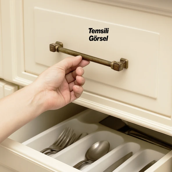 Talas Antik Sarı Eskitme Metal 224 mm 22.4 cm Mobilya Mutfak Çekmece Dolap Kulpu Kulbu Kulpları - Resim 4