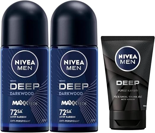 NIVEA Men Deep Dimension Yüz ve Sakal Temizleme Jeli ürün görseli